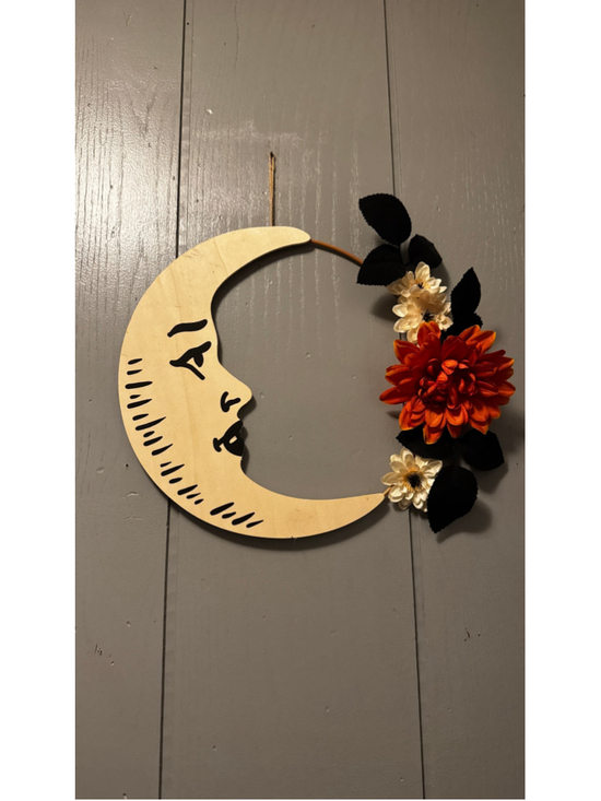 Target Other - Crescent Moon Floral Wreath | Witchy Fall Halloween Wall Decor